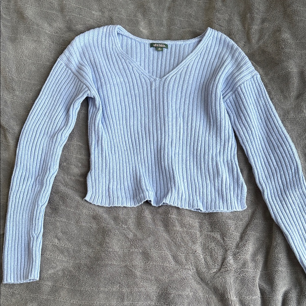 Wild Fable Light Blue Ribbed Knit Top